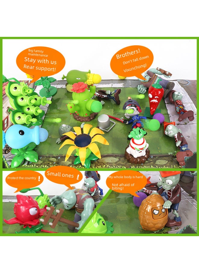 Generic - Soft Silicone Plant Versus Zombie Toys Children's Full Set Cartoon Dolls Bionics Playset From Mainland China Vinyl Plastic-Color:686-109 Deep Sea Giant Zombies + Ice Peas + Dave - Image 1