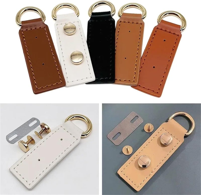 Buttons for Crafts D Rings for Purse 5pcs Bag Hardware PU Leather Bags Clasp Handmade Metal Snap Chain DIY(Brown) - Image 2