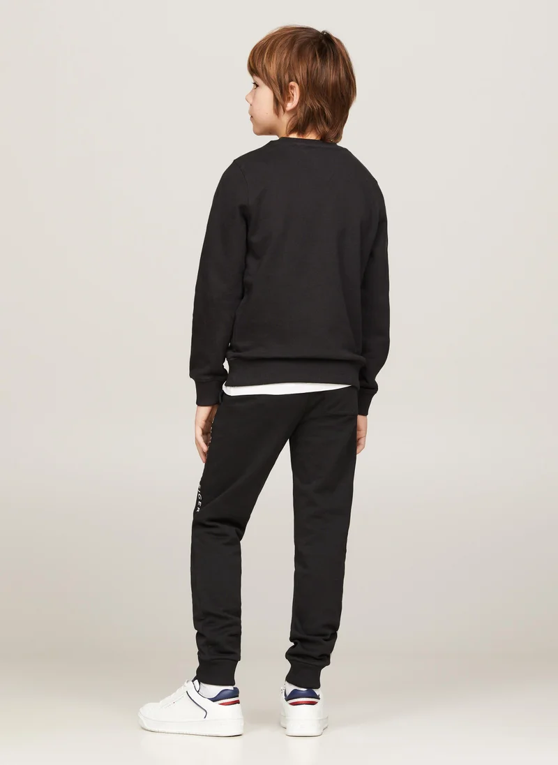 تومي هيلفيغر Kids Logo Detailed Crew Neck Sweatshirt