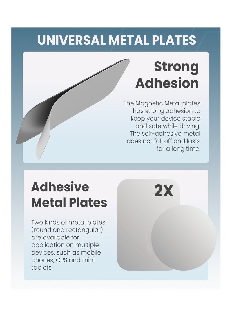 Moxedo Universal Metal Plates Replacement for Phone Holder Adhesive Thin Magnetic Mounts 1 Rectangle and 1 Round Compatible for All Mobiles - Image 2