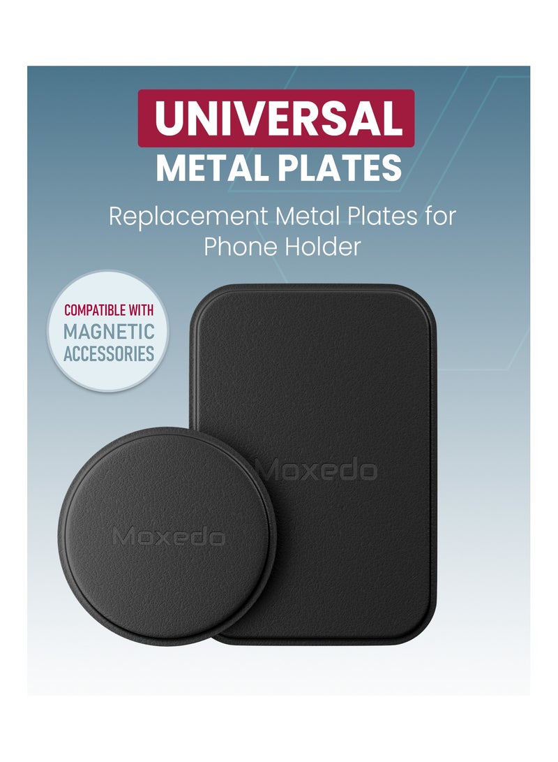 Moxedo Universal Metal Plates Replacement for Phone Holder Adhesive Thin Magnetic Mounts 1 Rectangle and 1 Round Compatible for All Mobiles - Image 3