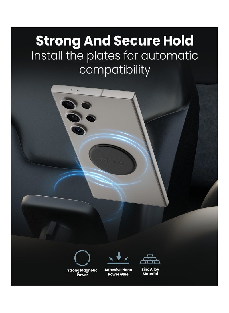 Moxedo Universal Metal Plates Replacement for Phone Holder Adhesive Thin Magnetic Mounts 1 Rectangle and 1 Round Compatible for All Mobiles - Image 4