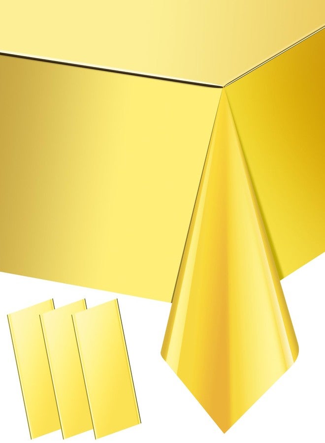 FunnyPars 3 Pack Gold Plastic Tablecloth, Disposable Rectangle Table Covers, Holographic Metallic Foil Tablecloth Gold Party Supplies Decorations for Birthday Graduation Anniversary Bachelorette, 54x108Inch - Image 1