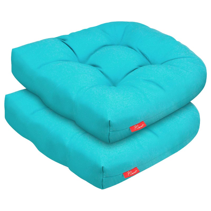 Pcinfuns Pcinfuns Outdoor Wicker Cushions  Patio U-Shaped Tufted Chair Pads Decorative Seat Cushion Set for Garden Home Office Furniture Ornament 19 x 19 x5 Inch  Peacock Green  - Image 4