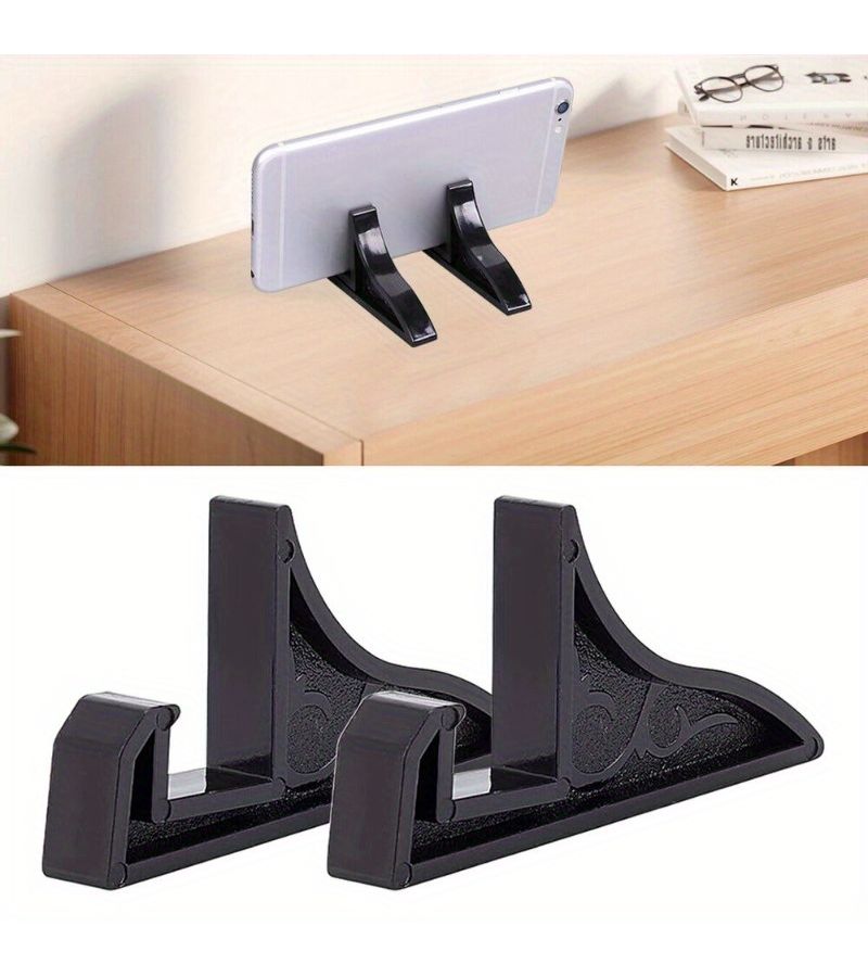 2 Black Plastic Stands For Memorial Slate Granite Plaque Photo Frame Holder - Image 1