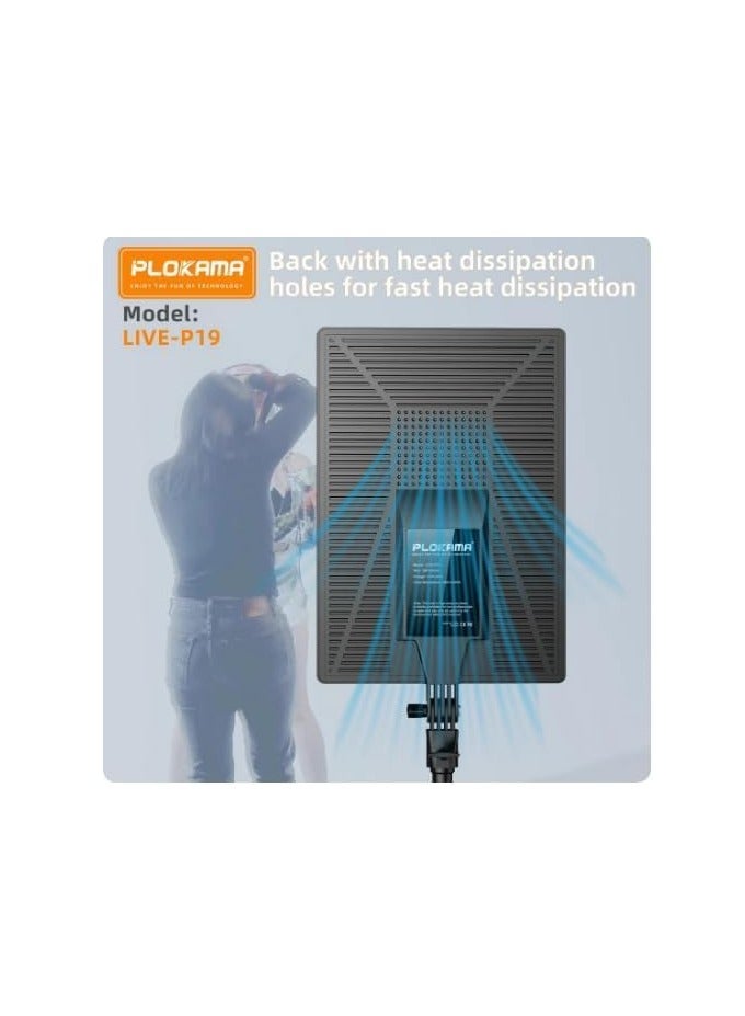 التخطيط مصباح ليد احترافي للتصوير الفوتوغرافي لايف ليد P19 بلوكاما، مصباح مع جهاز تحكم عن بعد لجلسات الصور  بـ3 ألوان أبيض وضوء دافئ وضوء بارد - Image 4