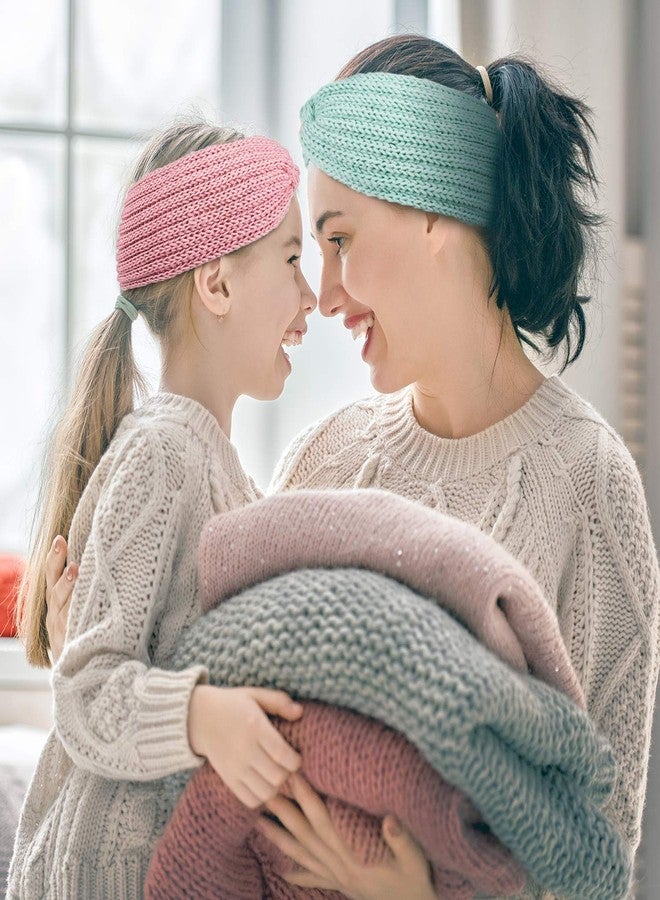 Whaline 5 Pieces Knit Headbands Winter Ear Warmers, 4 Elastic Turban Head Wraps and 1 Pearl Crochet Hair Band, Hair Scrunchies Scarves for Women Girls (Candy Colors) - Image 5