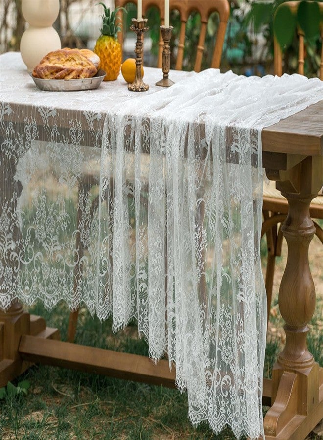 AMZALI White Lace Tablecloth for Rectangular Tables, Vintage Wedding Table Cloths for Bridal Shower Party Decoration, Reception, Baby Shower, Birthday Party Table Decor 60 × 84 inch - Image 1