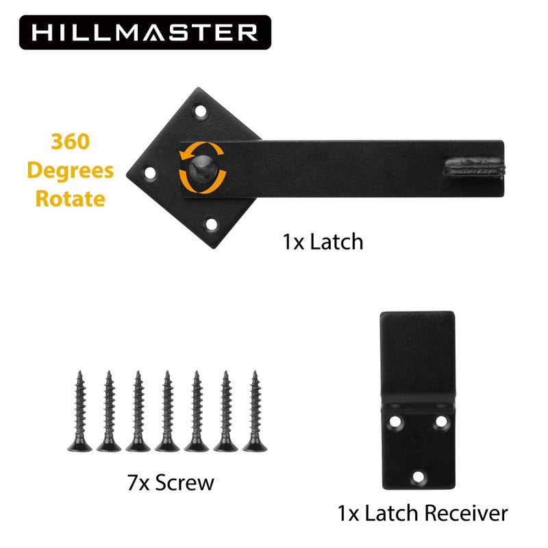 HILLMASTER Sturdy 6" Farm Flip Fence Gate Latch, Barn Door Lock Flip Latch Hardware, Rustic Gate Lock for Cabinet, Shed, Sliding Doors, Matte Black - Image 3