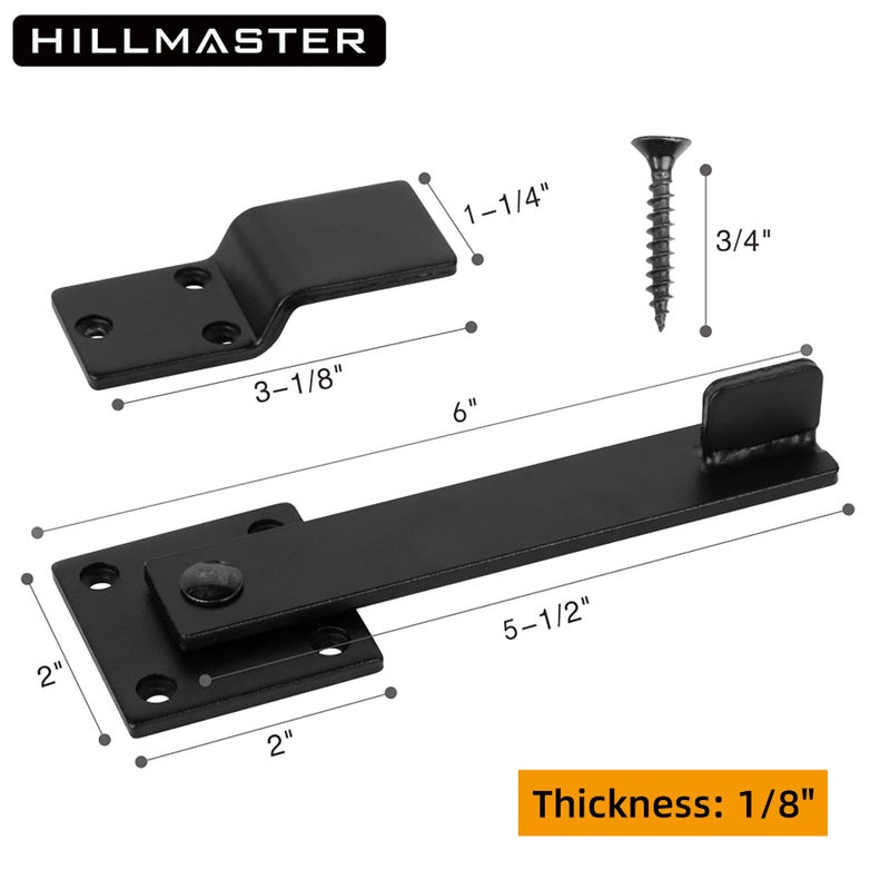 HILLMASTER Sturdy 6" Farm Flip Fence Gate Latch, Barn Door Lock Flip Latch Hardware, Rustic Gate Lock for Cabinet, Shed, Sliding Doors, Matte Black - Image 2