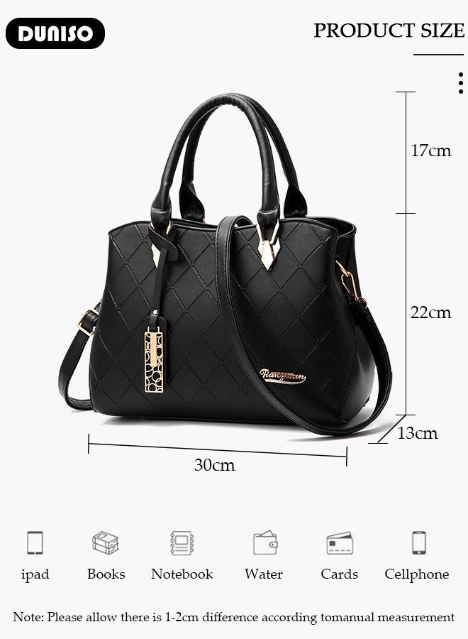 DUNISO Women's Handbag with Removable Shoulder Strap, Soft PU Leather Elegant Tote Bag, Large Capacity Tote Shoulder Bag, Fashion Ladies Satchel Bag for Office Travel Daily - Image 4