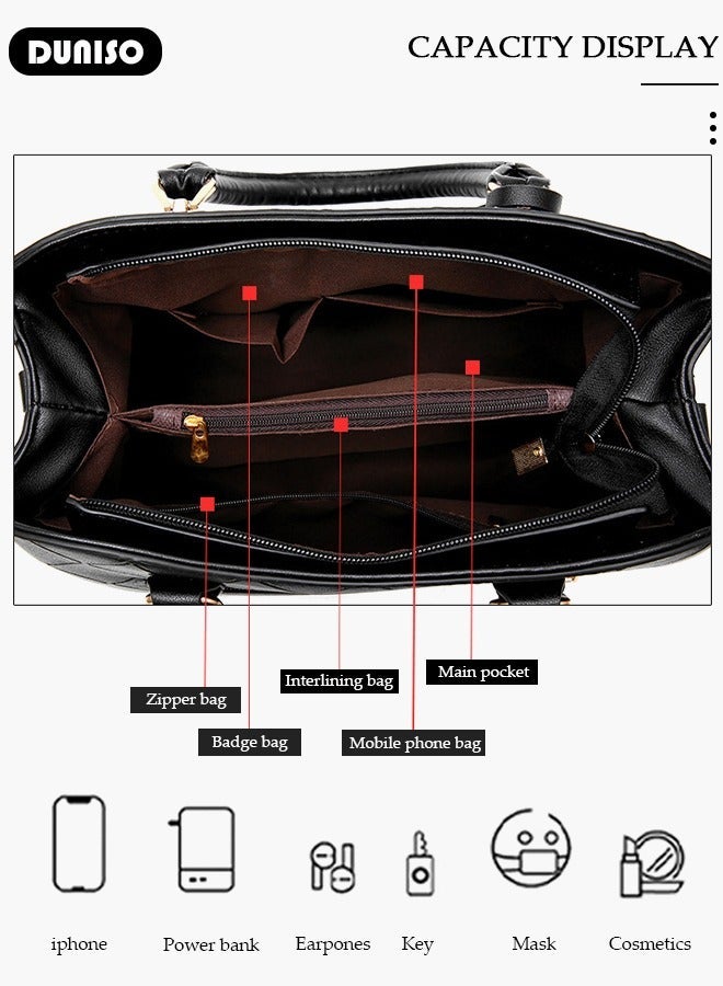 DUNISO Women's Handbag with Removable Shoulder Strap, Soft PU Leather Elegant Tote Bag, Large Capacity Tote Shoulder Bag, Fashion Ladies Satchel Bag for Office Travel Daily - Image 5