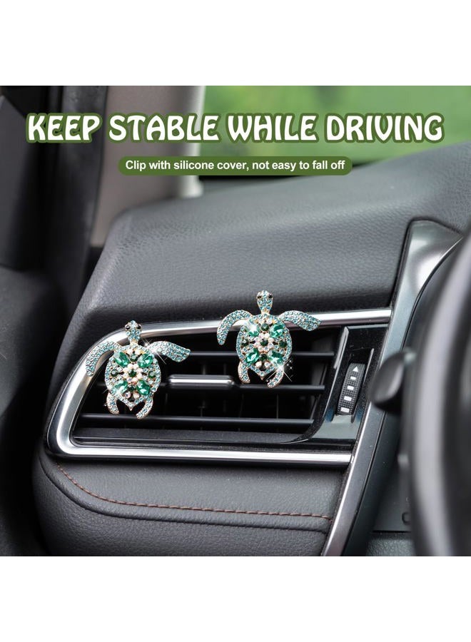 Rislobx 2PCS Bling Turtle Car Air Freshener Vent Clip, Crystal Diamond Car Air Diffuser Vent Clips Decorations Cute Car Decor Bling Car Accessories for Women - Image 2