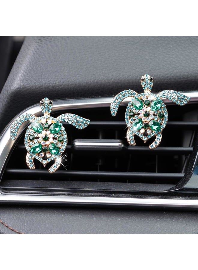 Rislobx 2PCS Bling Turtle Car Air Freshener Vent Clip, Crystal Diamond Car Air Diffuser Vent Clips Decorations Cute Car Decor Bling Car Accessories for Women - Image 1