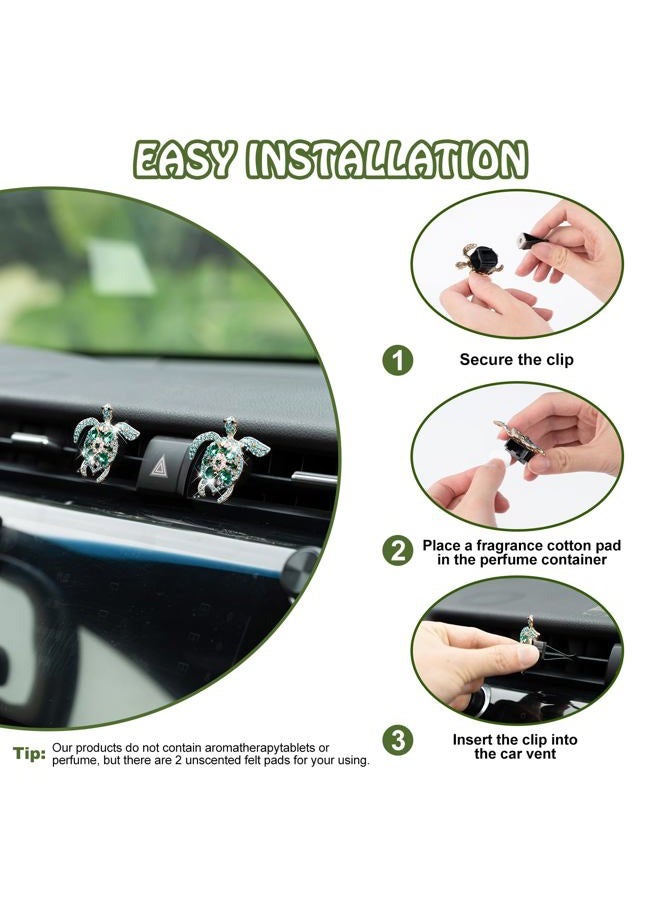 Rislobx 2PCS Bling Turtle Car Air Freshener Vent Clip, Crystal Diamond Car Air Diffuser Vent Clips Decorations Cute Car Decor Bling Car Accessories for Women - Image 5