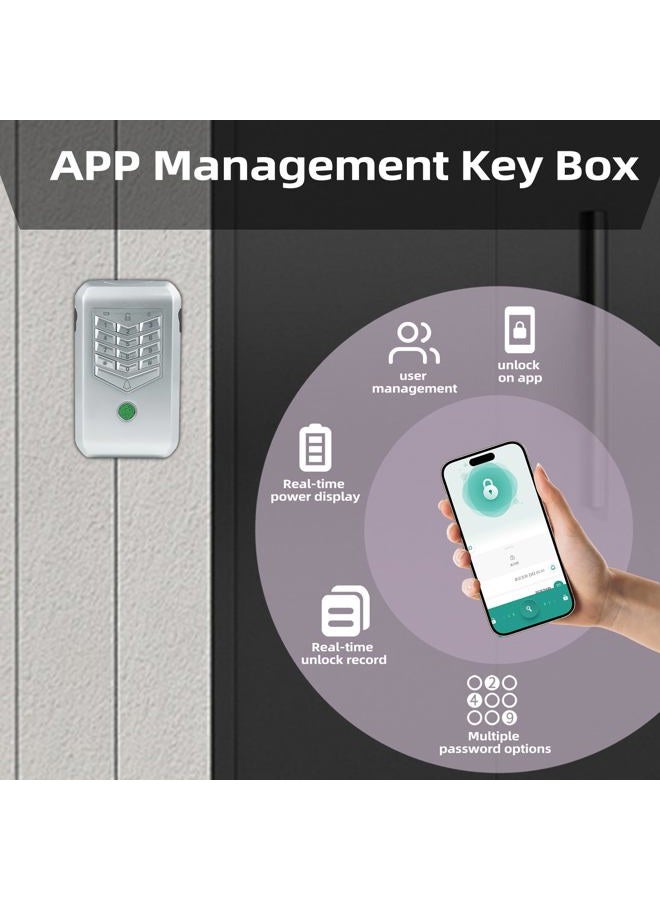 KENRONE Key Lock Box with Doorbell, Bluetooth or APP Remote Unlocking, Security Lock Box for Outdoors, Business Owners, Realtors and Hosts (Silver) - Image 3
