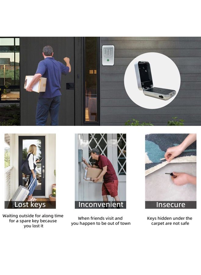 KENRONE Key Lock Box with Doorbell, Bluetooth or APP Remote Unlocking, Security Lock Box for Outdoors, Business Owners, Realtors and Hosts (Silver) - Image 4