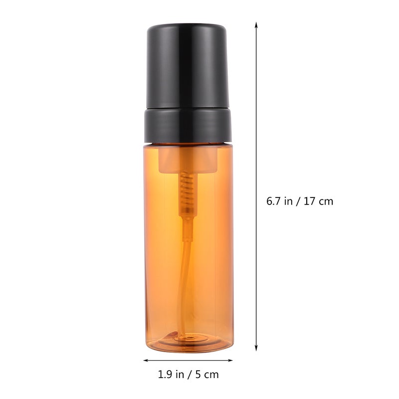 3pcs 150ml Plastic Bottles Portable Refillable Pump Dispenser Empty Containers (Brown) - Image 2