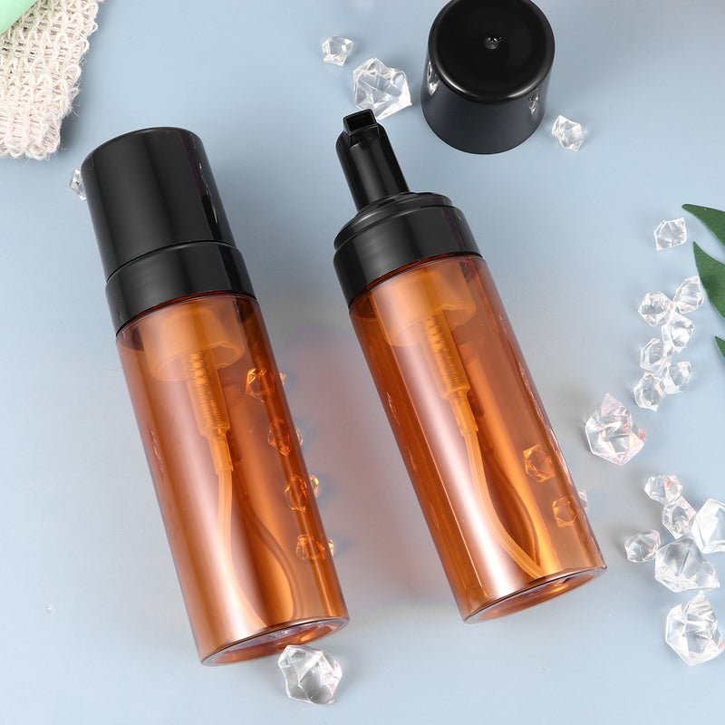 3pcs 150ml Plastic Bottles Portable Refillable Pump Dispenser Empty Containers (Brown) - Image 5