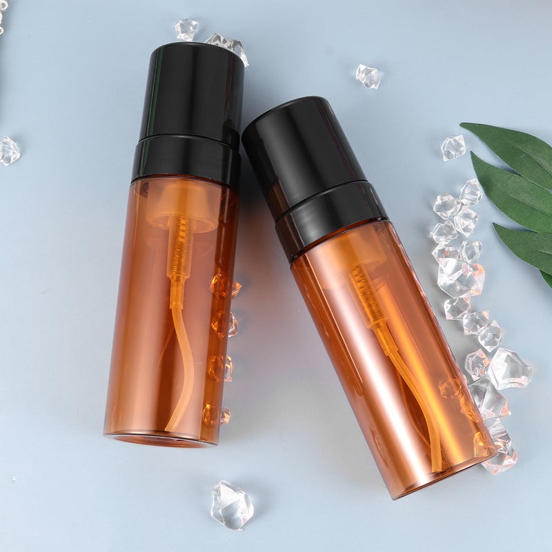 3pcs 150ml Plastic Bottles Portable Refillable Pump Dispenser Empty Containers (Brown) - Image 3