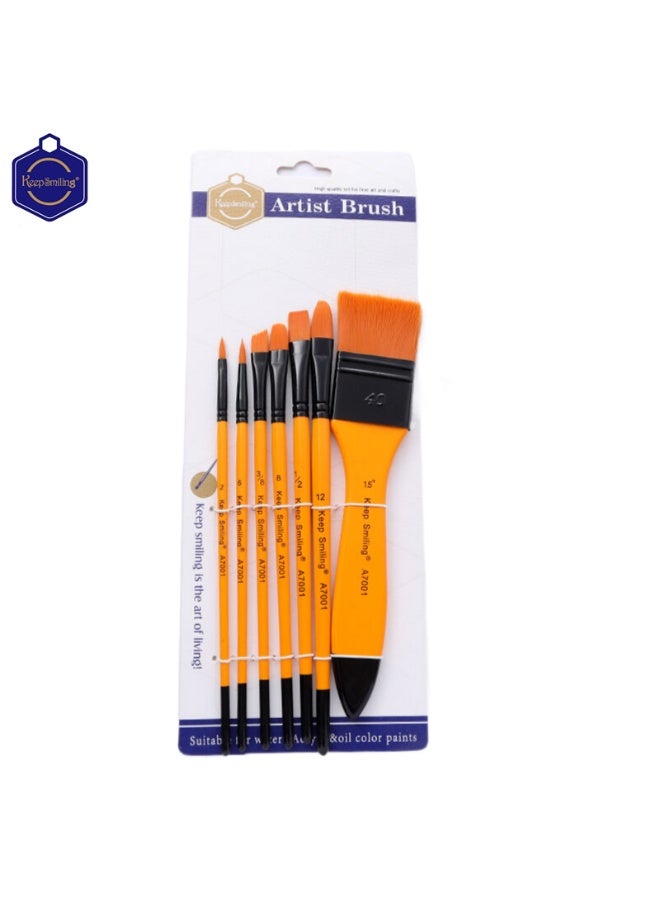 Keep Smiling 7PCS Professional Artist Brush Set for Oil, Acrylic & Watercolor - Image 2