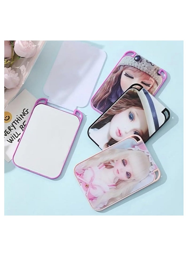 Makeup Mirror Girl Makeup Mirror - Light Folding Square Mirror for Travel and Daily Use - Perfect for Beauty Anytime Anywhere Portable for Women and Girls - Image 2
