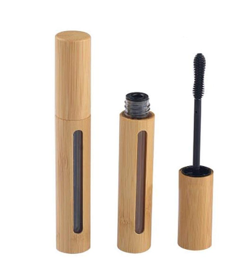 Elandy 2PCS 6ML Empty Bamboo Appearance Eyelashes Tubes Mascara Tube Eyelash Wand Holder Container Cosmetic Makeup Sample Packing Vial Storage Jars for Mascara Eyelash Growth Oil