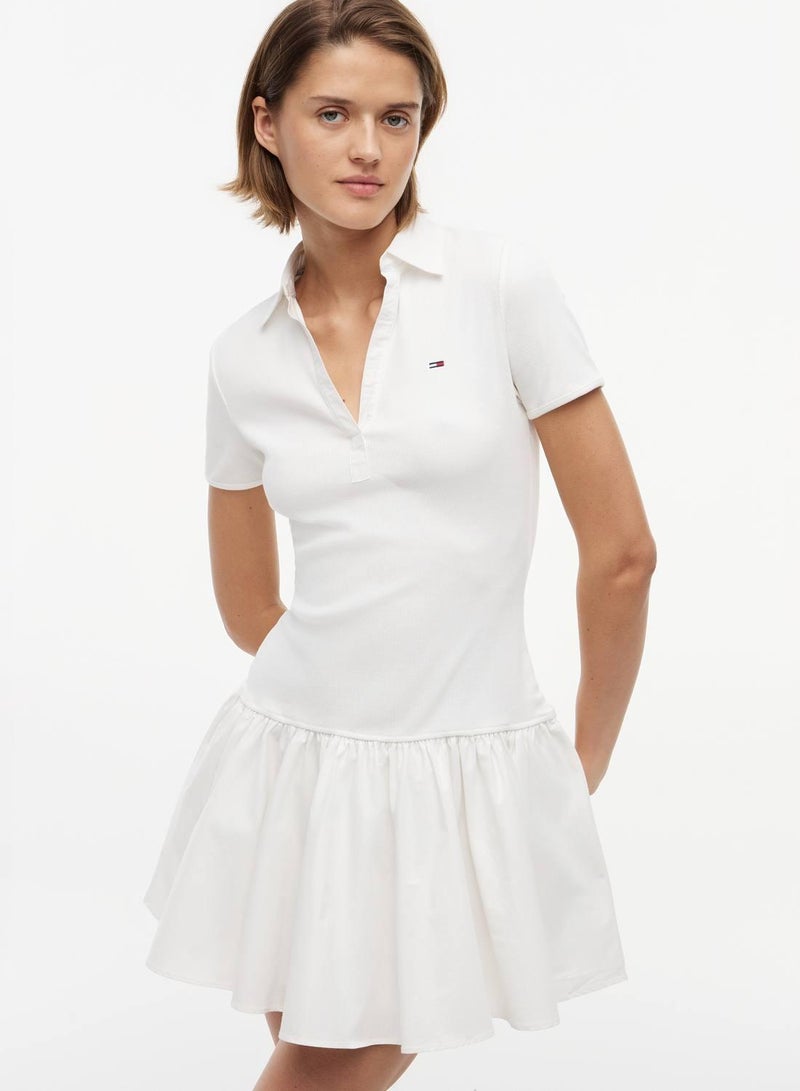 TOMMY JEANS Ribbed Slim Poplin Mini Polo Dress - Image 2