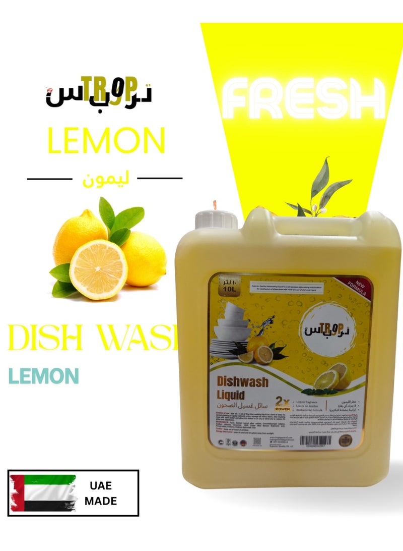 TROPS Dishwashing Liquid, Lemon Scent, 10L Pack - Image 2