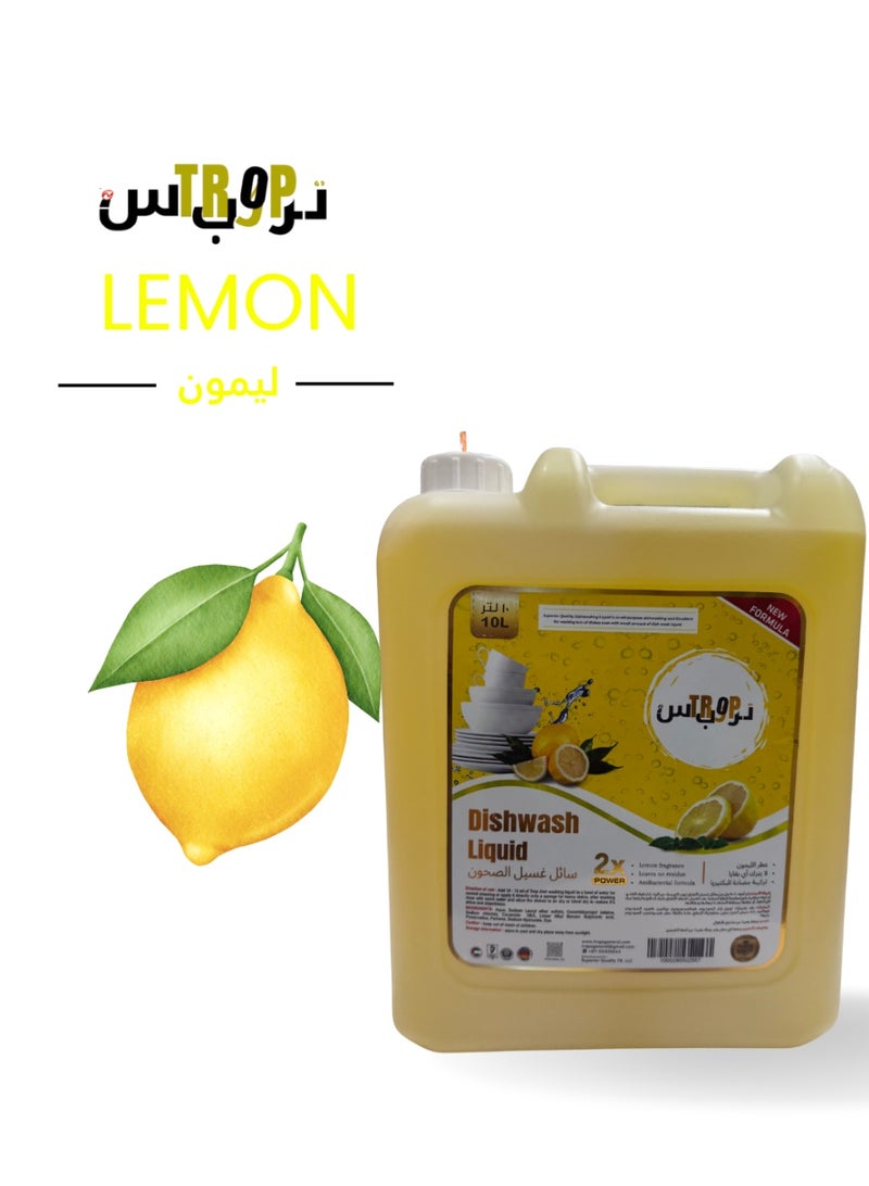 TROPS Dishwashing Liquid, Lemon Scent, 10L Pack - Image 1