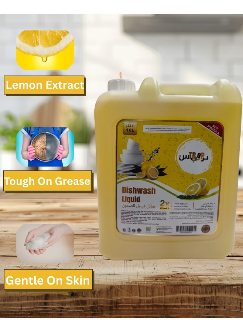 TROPS Dishwashing Liquid, Lemon Scent, 10L Pack - Image 4