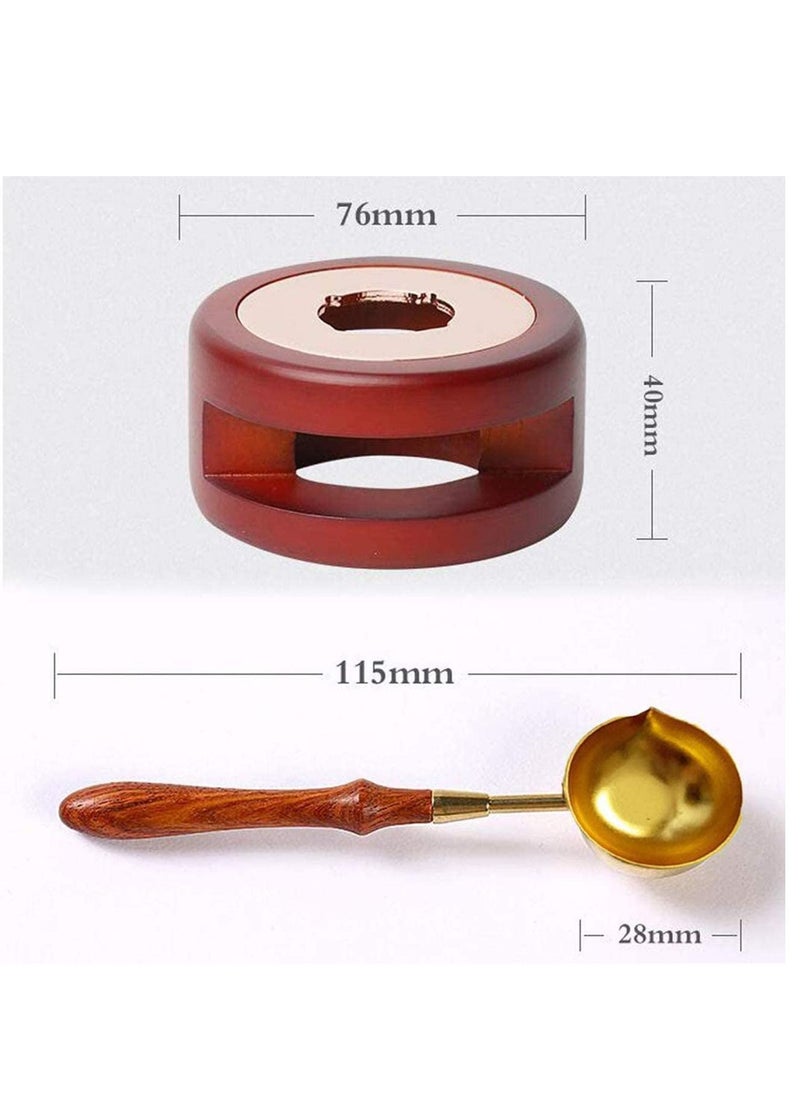 Y&D Wax Seal Warmer Melting Kit, Wood Furnace with 1 Spoon for Sealing Stamp  - Image 5