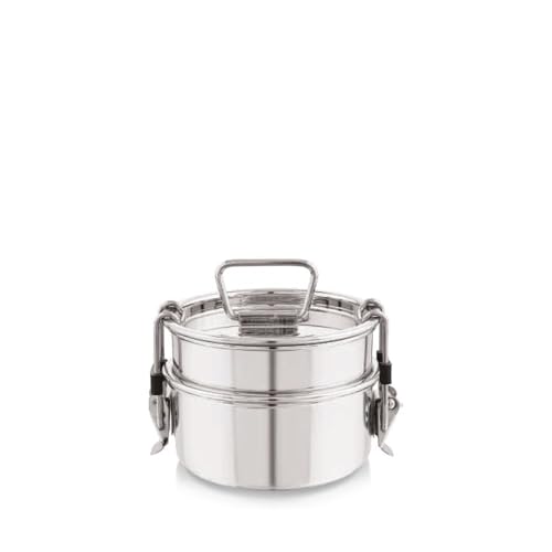 PDDFALCON Royal Lunch Box Stainless Steel Lunch Box Set, Leak-Proof & with Airtight Lids,BIS Certified, Jindal Seal & Made in India Portable, Ideal for Office & School (Royal Lily 700ml) - Image 1