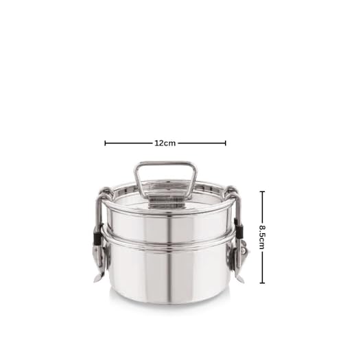 PDDFALCON Royal Lunch Box Stainless Steel Lunch Box Set, Leak-Proof & with Airtight Lids,BIS Certified, Jindal Seal & Made in India Portable, Ideal for Office & School (Royal Lily 700ml) - Image 2