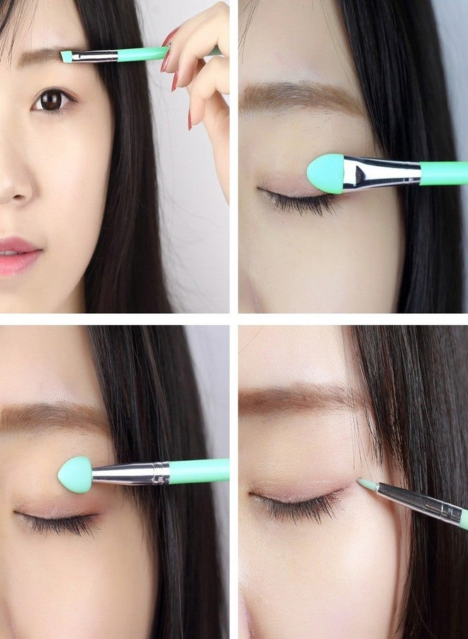 LORMAY 7-Piece Silicone Makeup Brush Set: Face Mask, Eyeliner, Eyebrow, Eye Shadow, Lip Cosmetic Brushes (Mint Green) - Image 3
