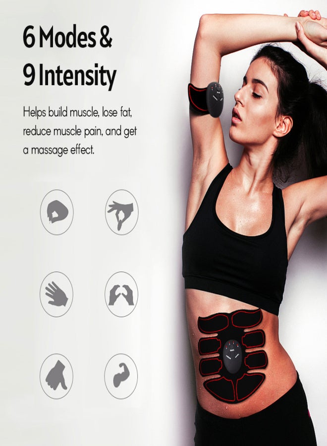 Aiseely Smart Abs Stimulator Abdominal Muscle Toner Abs Muscle Trainer 6 Modes 9 Levels Intensity Body Fitness Shaping Massage Patch Unisex Battery Powered - Image 5