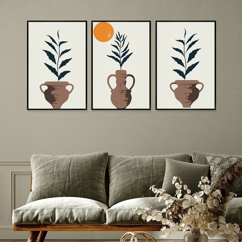 Marktna Three canvas prints in a bohemian art style with a hollow frame, measuring (120×60), three pieces - Image 2