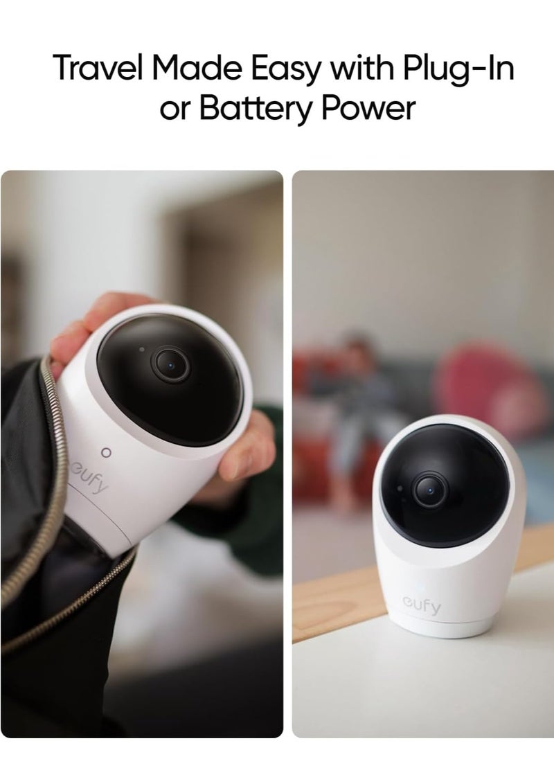 eufy - eufy Baby Monitor E21 with 4K Camera, Hybrid Wi-Fi and No Wi-Fi Connection, App and Monitor Control, Ultra-Clear Night View, Pan-Tilt, 8× Zoom, Portable Camera with Built-In Battery, ANR, Smart Alerts - Image 1