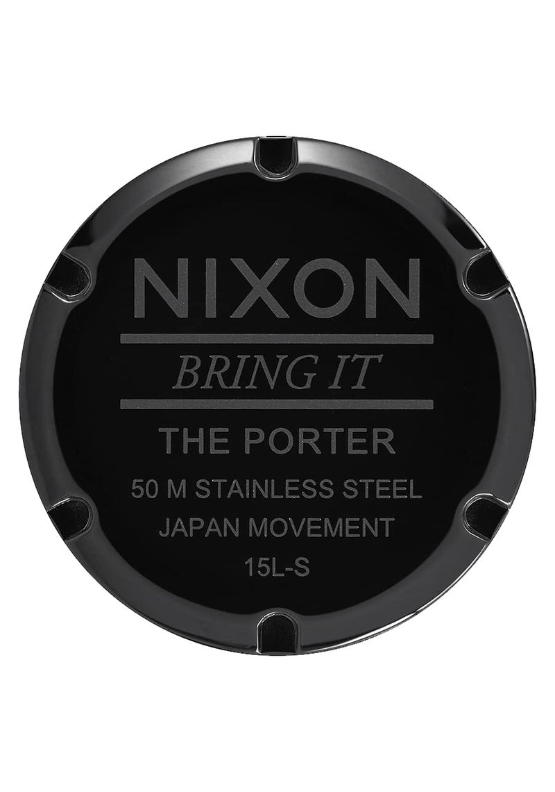 Nixon Mens Porter Leather Japanese quartz Leather watches All Black A1058 - Image 4