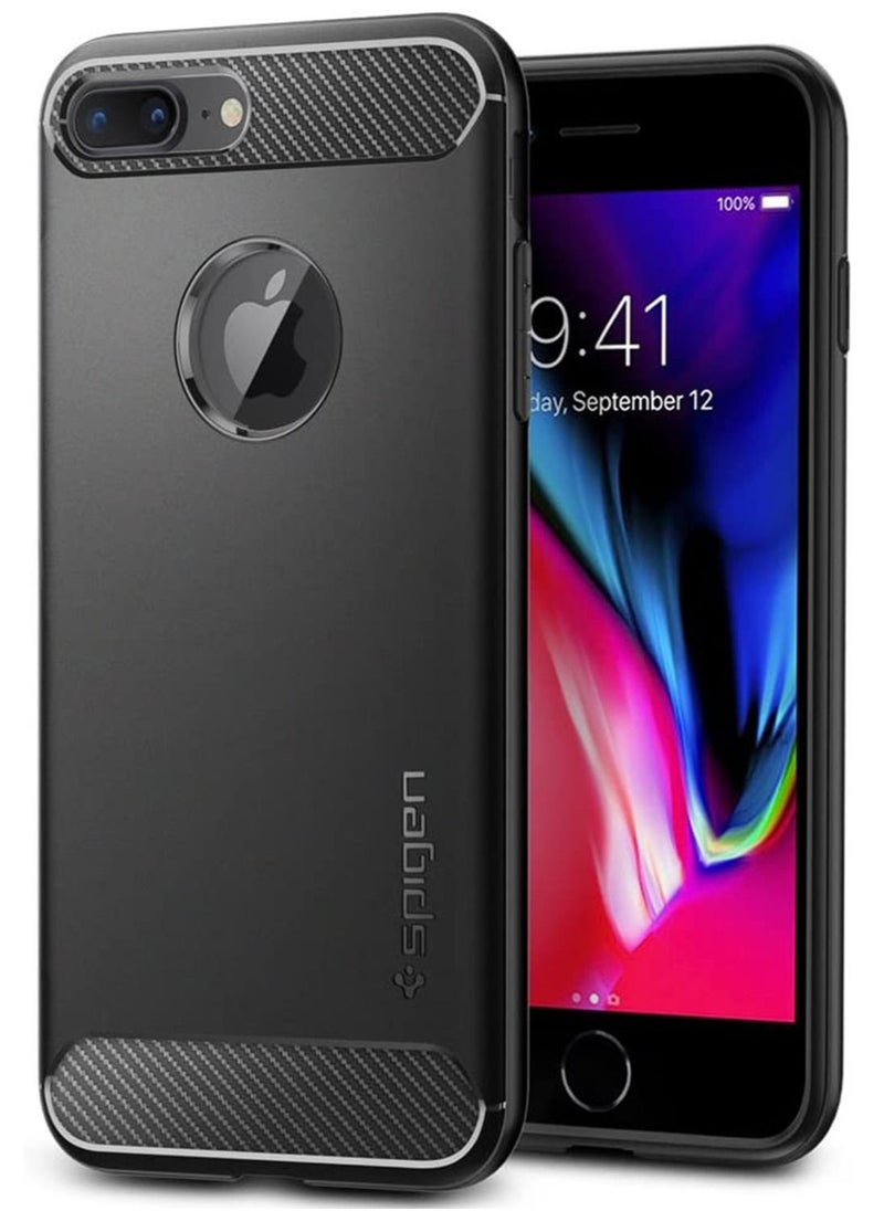 Spigen - Rugged Armor Case Cover for iPhone 8 Plus and iPhone 7 Plus - Black - Image 1