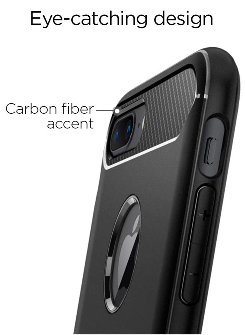 Spigen - Rugged Armor Case Cover for iPhone 8 Plus and iPhone 7 Plus - Black - Image 1