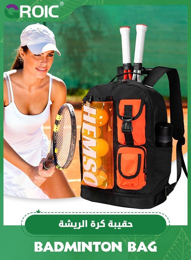 GROIC Tennis Bag,45L Backpack for 2 Rackets, Large Racket Bags with Balls Pocket and Shoe Compartment to Hold Badminton Squash Racquets, Pickleball Paddles Accessories  - Image 1