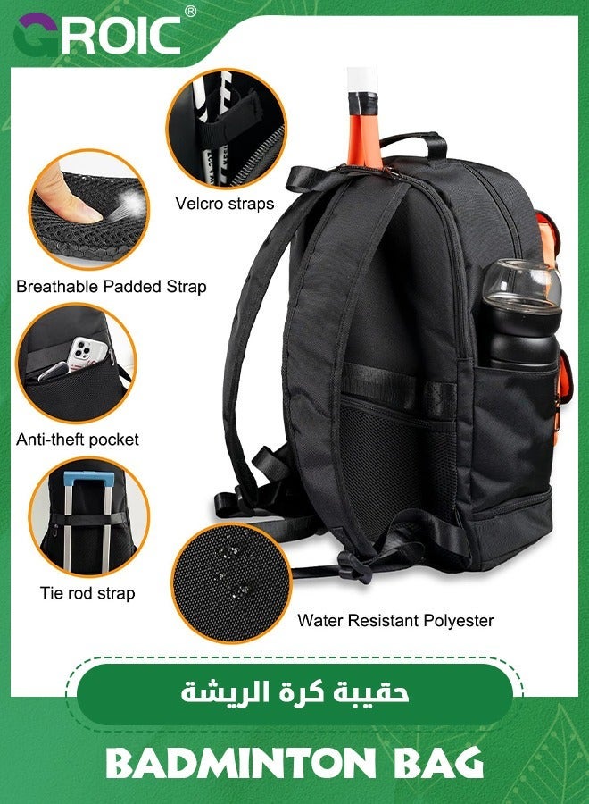 GROIC Tennis Bag,45L Backpack for 2 Rackets, Large Racket Bags with Balls Pocket and Shoe Compartment to Hold Badminton Squash Racquets, Pickleball Paddles Accessories  - Image 3