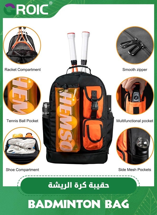 GROIC Tennis Bag,45L Backpack for 2 Rackets, Large Racket Bags with Balls Pocket and Shoe Compartment to Hold Badminton Squash Racquets, Pickleball Paddles Accessories  - Image 2