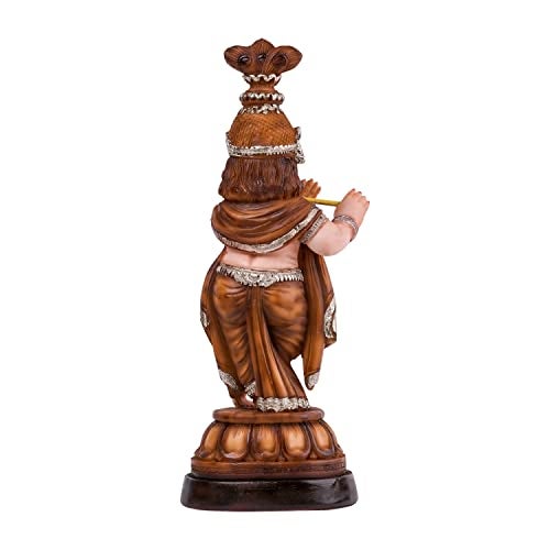 Newven Polymarble Handcrafted Krishna Idol Decorative Hindu God Statue Murti Showpiece Figurine For Home Decor Craft Gifts For House Warming For Living Room, Brown, 33 X 13 X 10 Cm, Fantasy - Image 4