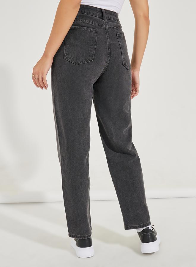 Styli High Rise Mom Fit Ankle Length Jeans - Image 4