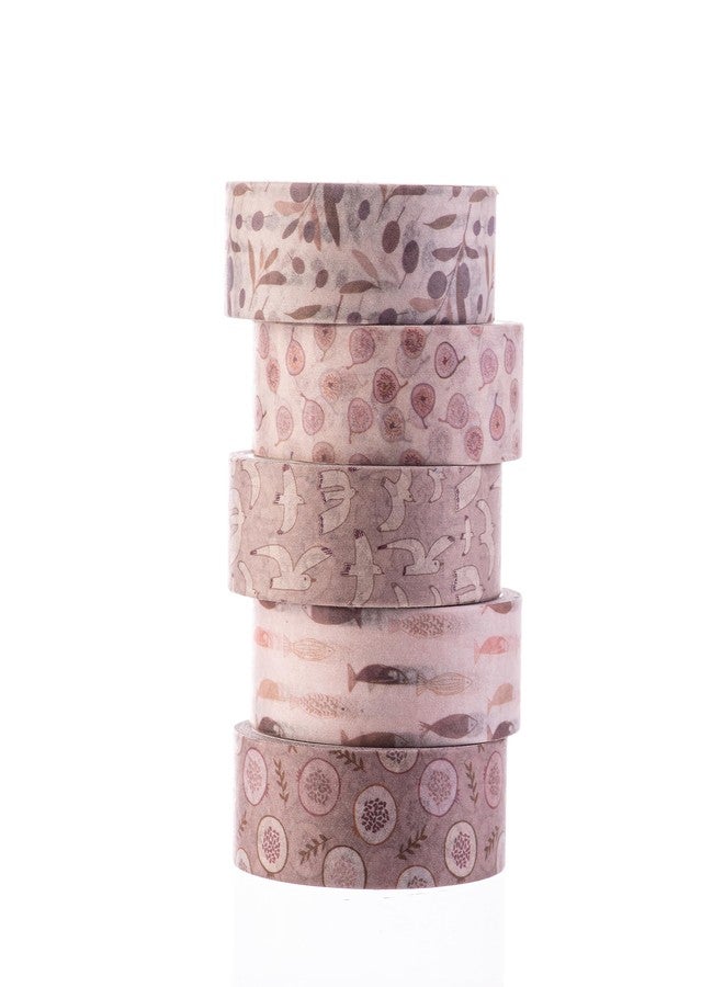 DIVERSEBEE Pastel Washi Tape Set, 5 Rolls Decorative Scrapbook Tape, Cute Craft Tape, Scrapbooking Bullet Journal Supplies, Bible Journaling, Planner Accessories, Gift Wrap Tape (Nature) - Image 5