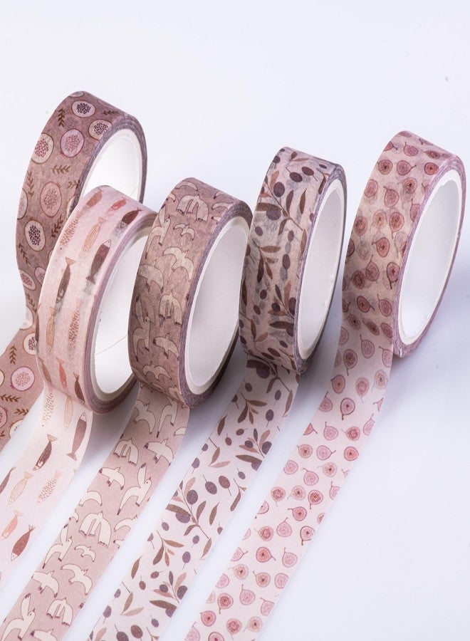 DIVERSEBEE Pastel Washi Tape Set, 5 Rolls Decorative Scrapbook Tape, Cute Craft Tape, Scrapbooking Bullet Journal Supplies, Bible Journaling, Planner Accessories, Gift Wrap Tape (Nature) - Image 1