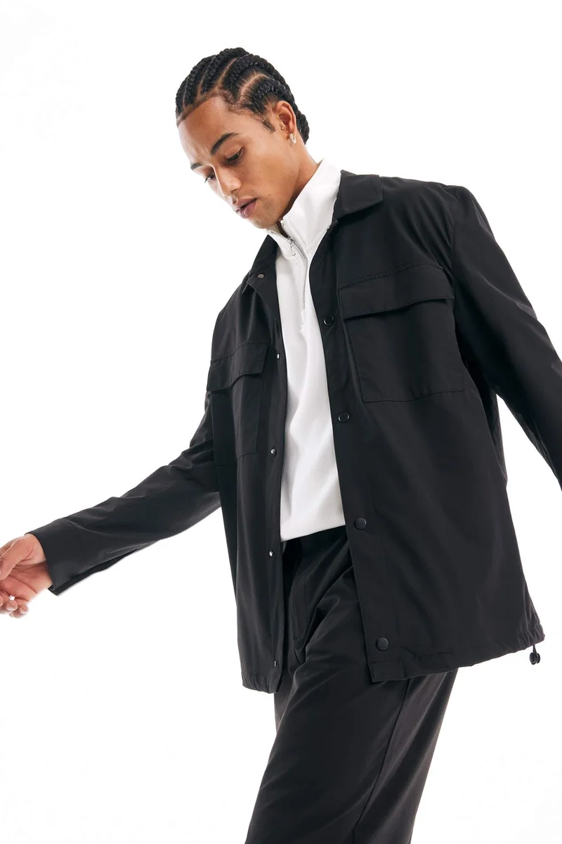 ديفاكتو Regular Fit Polo Collar Shirt Jacket