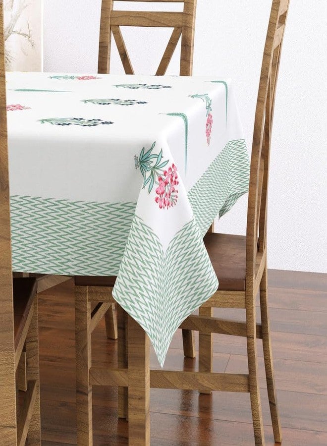 Texstylers Pure Cotton 6 Seater Dining Table Cloth - Rectangular Shape | 60x90 Inches | Washable & Durable Table Cover for Daily Use | Ideal for Home & Dining Decor, Green Chevron - Image 1